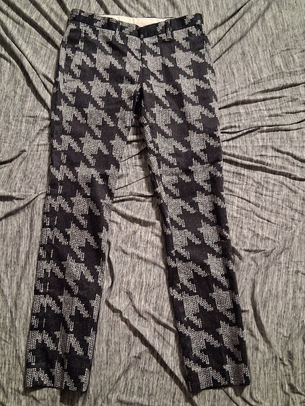 Size 28S Topman Menβs Trousers Black & White Geometric Pattern